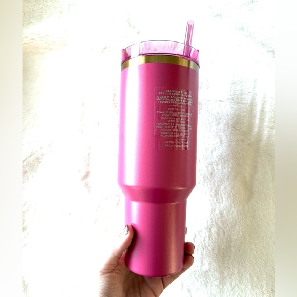NWT Starbucks Stanley Holiday 40 OZ Berry Pink Glitter Stanley Tumbler NEW TAGS - Picture 4 of 10